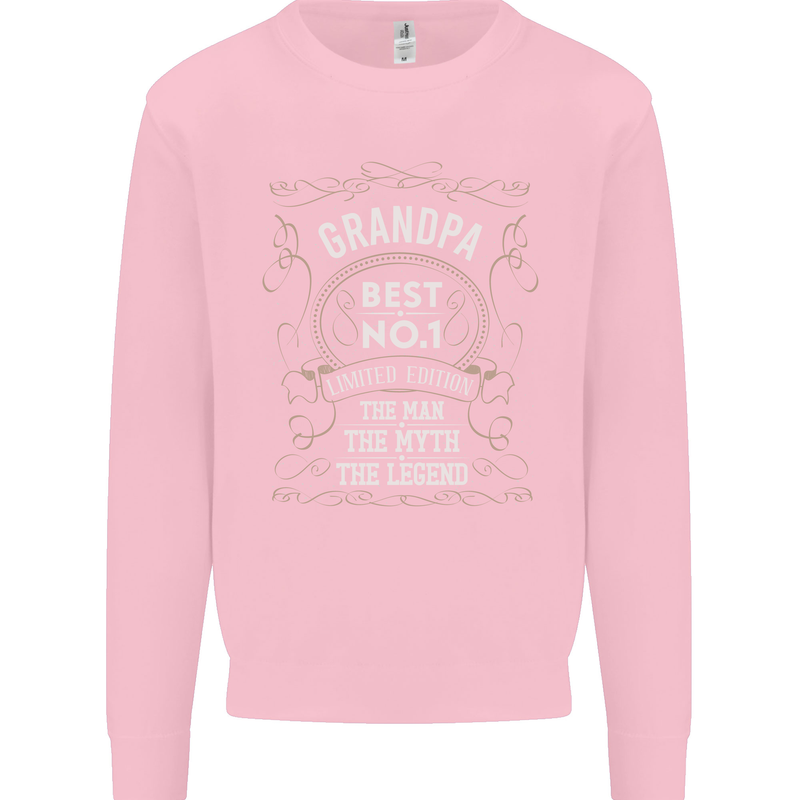 Father's Day No 1 Grandpa Man Myth Legend Mens Sweatshirt Jumper Light Pink
