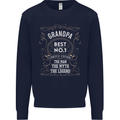 Father's Day No 1 Grandpa Man Myth Legend Mens Sweatshirt Jumper Navy Blue
