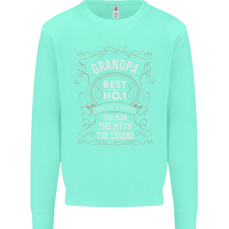 Father's Day No 1 Grandpa Man Myth Legend Mens Sweatshirt Jumper Peppermint