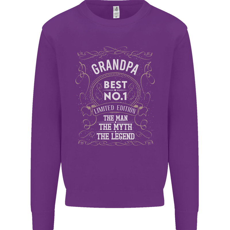 Father's Day No 1 Grandpa Man Myth Legend Mens Sweatshirt Jumper Purple