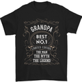 Father's Day No 1 Grandpa Man Myth Legend Mens T-Shirt Cotton Gildan Black