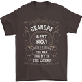 Father's Day No 1 Grandpa Man Myth Legend Mens T-Shirt Cotton Gildan Dark Chocolate