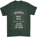 Father's Day No 1 Grandpa Man Myth Legend Mens T-Shirt Cotton Gildan Forest Green