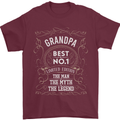 Father's Day No 1 Grandpa Man Myth Legend Mens T-Shirt Cotton Gildan Maroon