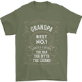 Father's Day No 1 Grandpa Man Myth Legend Mens T-Shirt Cotton Gildan Military Green