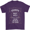 Father's Day No 1 Grandpa Man Myth Legend Mens T-Shirt Cotton Gildan Purple