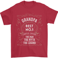 Father's Day No 1 Grandpa Man Myth Legend Mens T-Shirt Cotton Gildan Red