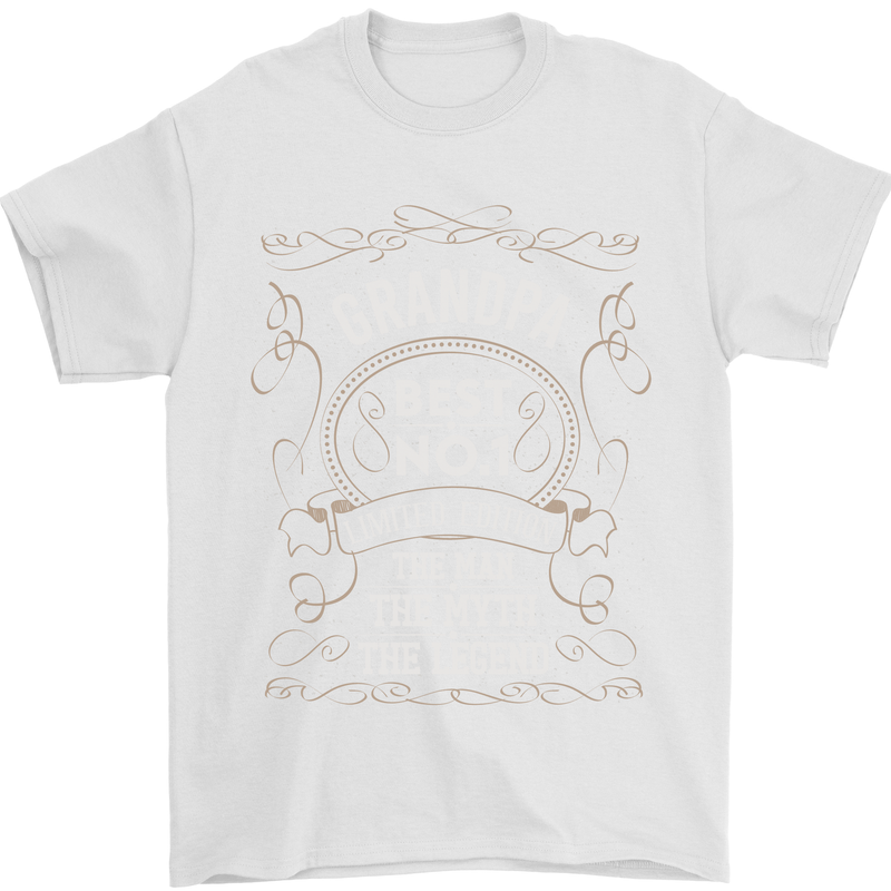 Father's Day No 1 Grandpa Man Myth Legend Mens T-Shirt Cotton Gildan White