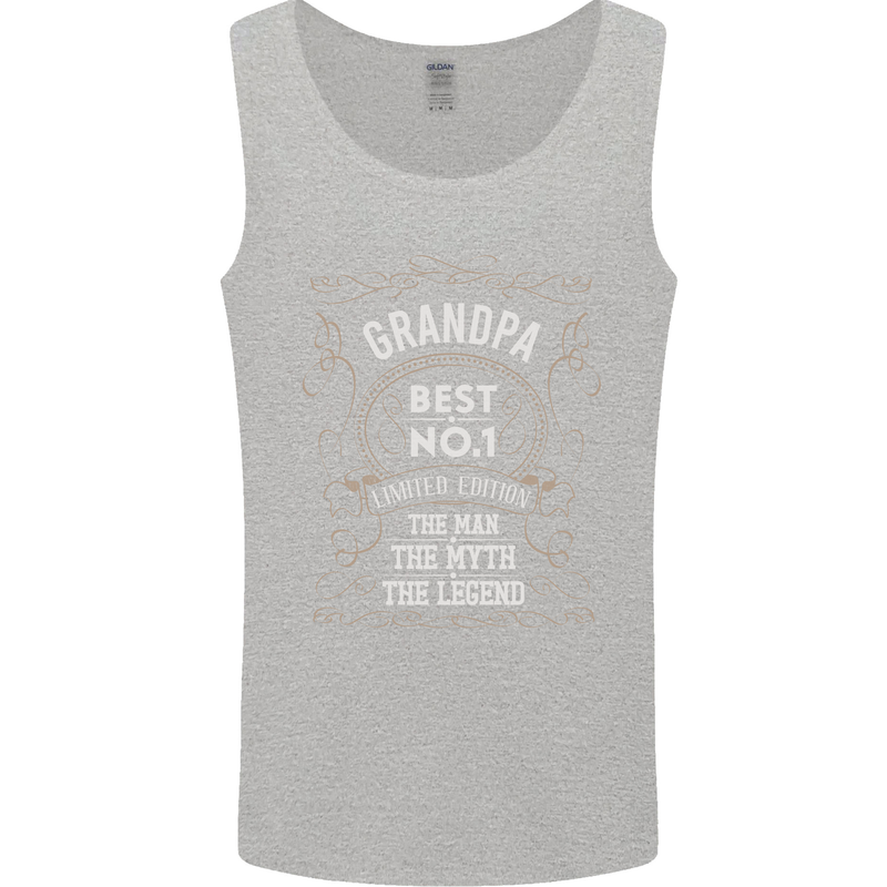 Father's Day No 1 Grandpa Man Myth Legend Mens Vest Tank Top Sports Grey