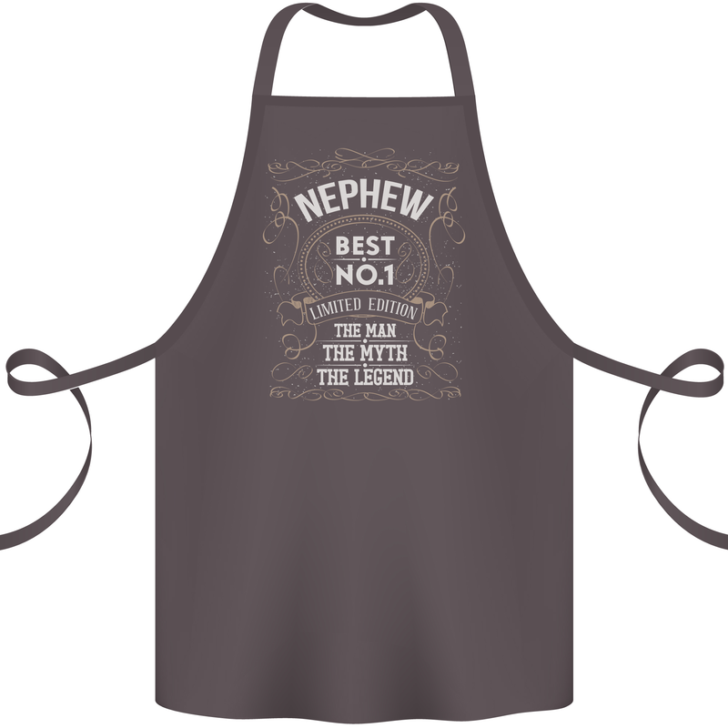 Father's Day No 1 Nephew Man Myth Legend Cotton Apron 100% Organic Dark Grey