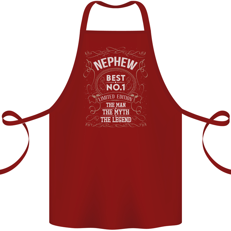 Father's Day No 1 Nephew Man Myth Legend Cotton Apron 100% Organic Maroon