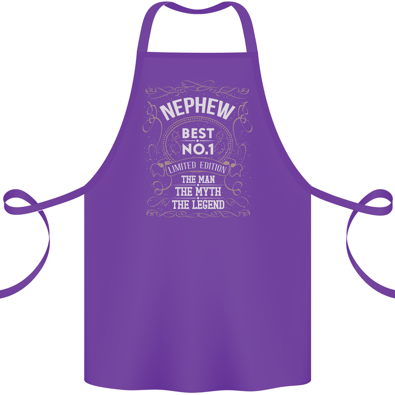 Father's Day No 1 Nephew Man Myth Legend Cotton Apron 100% Organic Purple