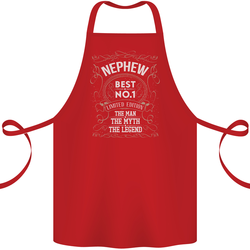 Father's Day No 1 Nephew Man Myth Legend Cotton Apron 100% Organic Red