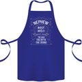 Father's Day No 1 Nephew Man Myth Legend Cotton Apron 100% Organic Royal Blue