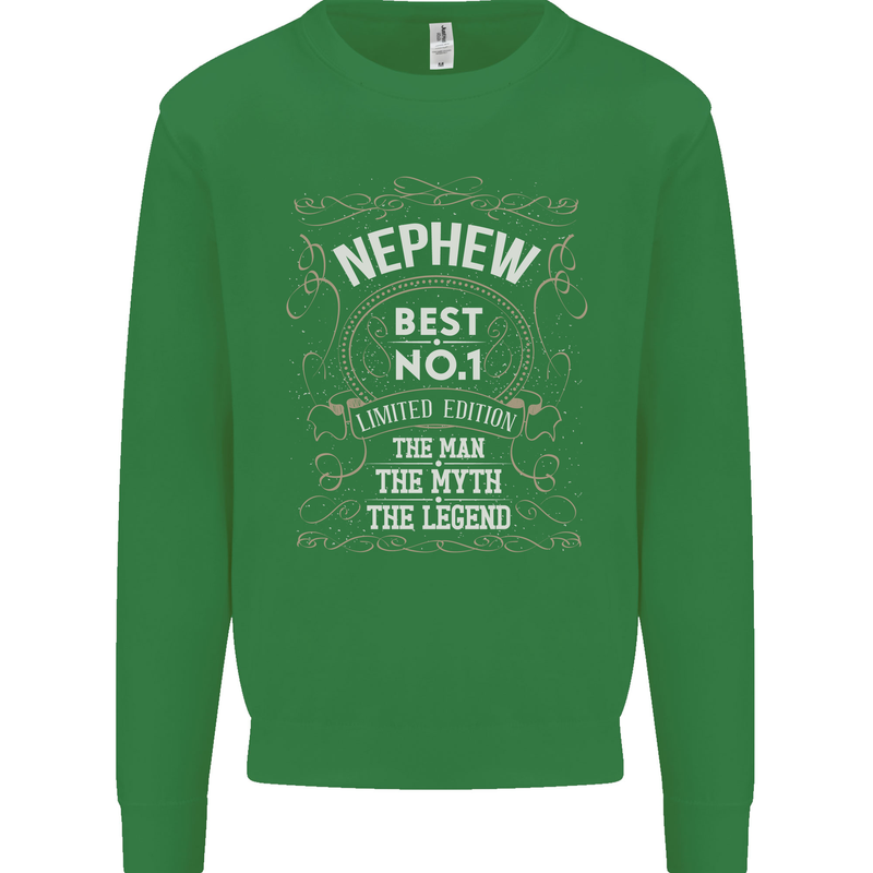 Father's Day No 1 Nephew Man Myth Legend Kids Sweatshirt Jumper Irish Green