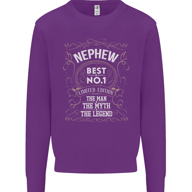 Father's Day No 1 Nephew Man Myth Legend Kids Sweatshirt Jumper Purple