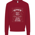 Father's Day No 1 Nephew Man Myth Legend Kids Sweatshirt Jumper Red