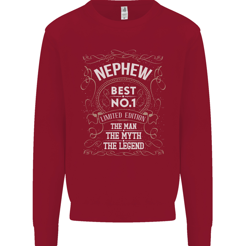Father's Day No 1 Nephew Man Myth Legend Kids Sweatshirt Jumper Red