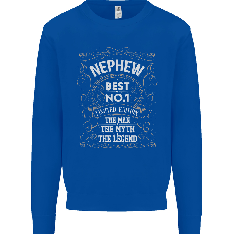 Father's Day No 1 Nephew Man Myth Legend Kids Sweatshirt Jumper Royal Blue