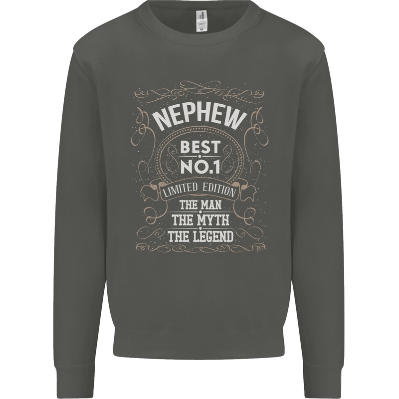 Father's Day No 1 Nephew Man Myth Legend Kids Sweatshirt Jumper Storm Grey