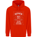 Father's Day No 1 Nephew Man Myth Legend Mens 80% Cotton Hoodie Bright Red