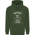 Father's Day No 1 Nephew Man Myth Legend Mens 80% Cotton Hoodie Forest Green