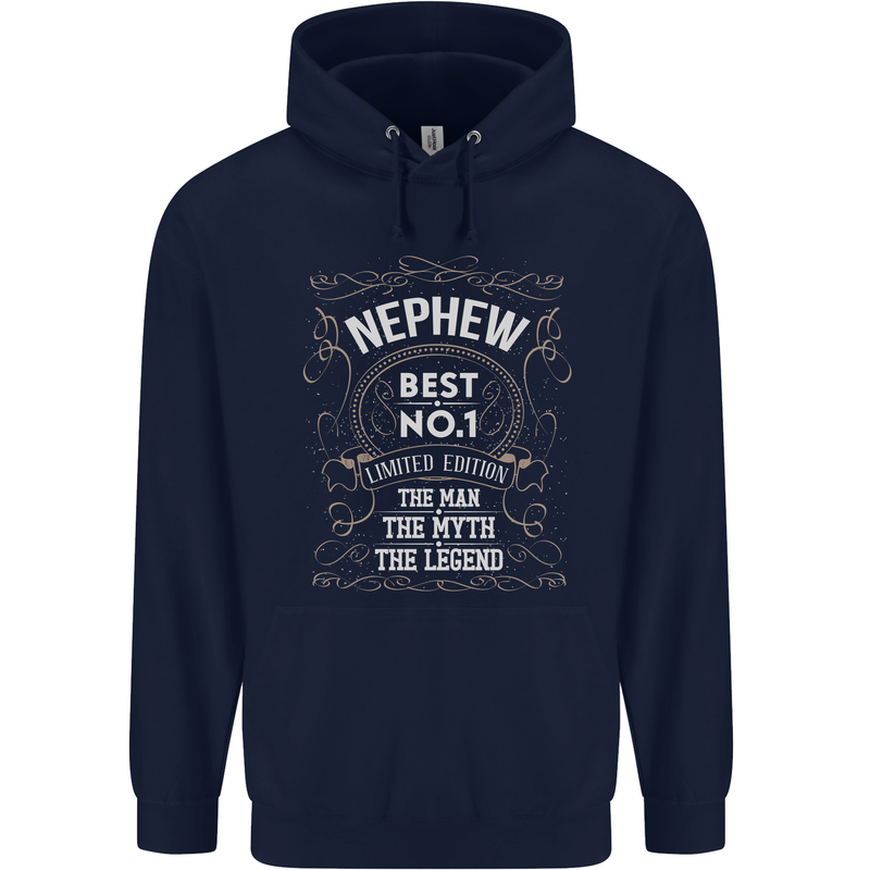 Father's Day No 1 Nephew Man Myth Legend Mens 80% Cotton Hoodie Navy Blue