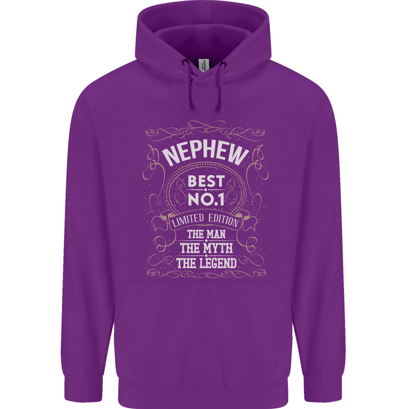 Father's Day No 1 Nephew Man Myth Legend Mens 80% Cotton Hoodie Purple