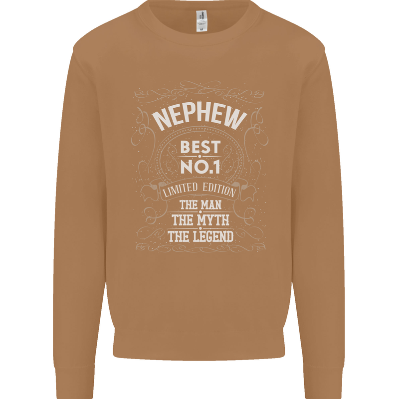 Father's Day No 1 Nephew Man Myth Legend Mens Sweatshirt Jumper Caramel Latte