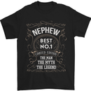 Father's Day No 1 Nephew Man Myth Legend Mens T-Shirt Cotton Gildan Black