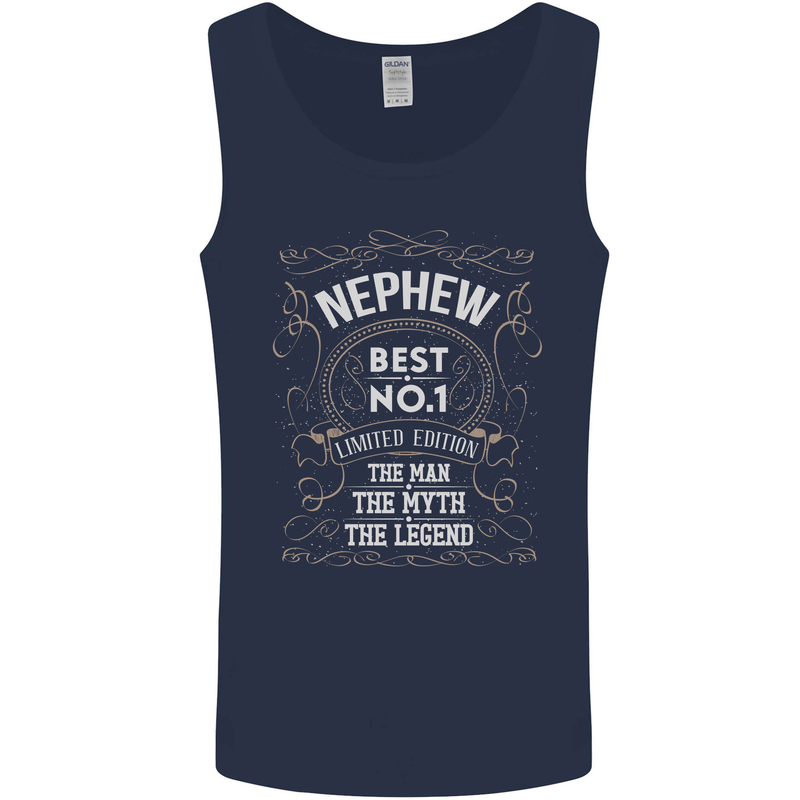 Father's Day No 1 Nephew Man Myth Legend Mens Vest Tank Top Navy Blue