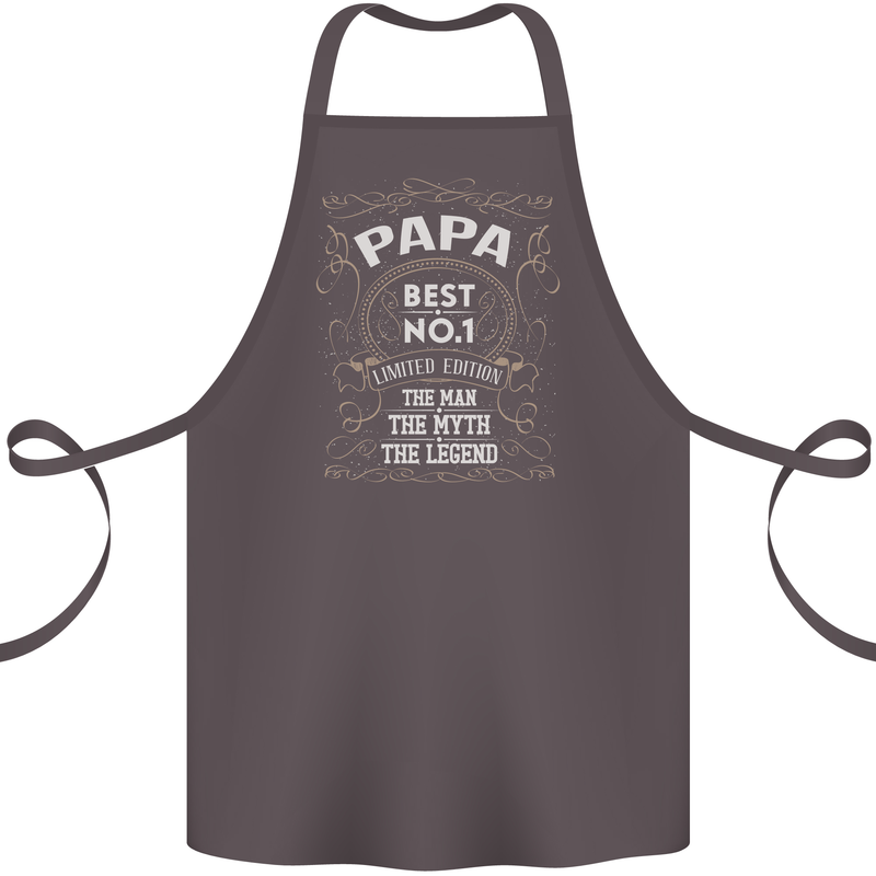 Father's Day No 1 Papa Man Myth Legend Cotton Apron 100% Organic Dark Grey