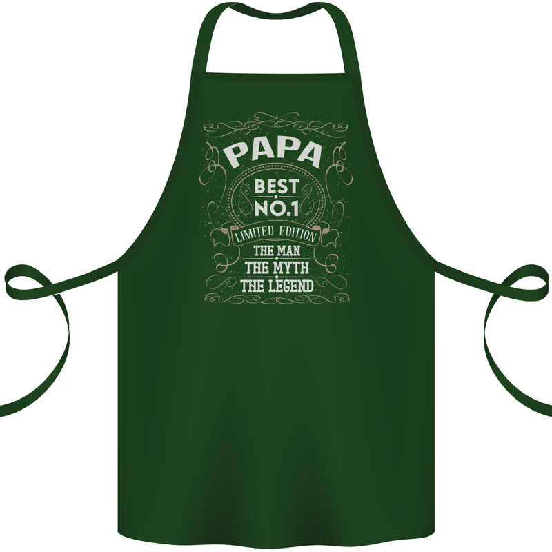 Father's Day No 1 Papa Man Myth Legend Cotton Apron 100% Organic Forest Green