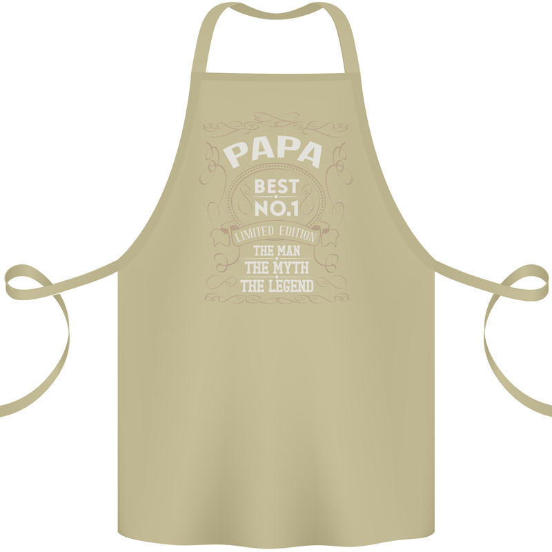 Father's Day No 1 Papa Man Myth Legend Cotton Apron 100% Organic Khaki