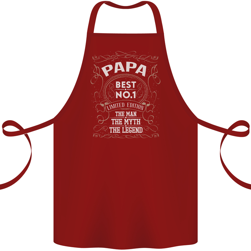 Father's Day No 1 Papa Man Myth Legend Cotton Apron 100% Organic Maroon