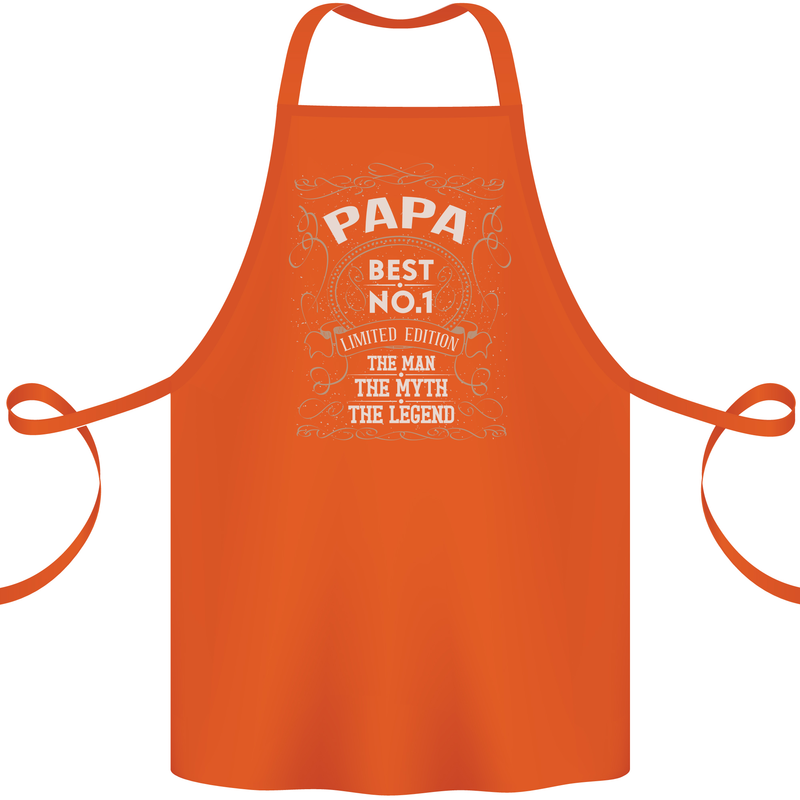 Father's Day No 1 Papa Man Myth Legend Cotton Apron 100% Organic Orange