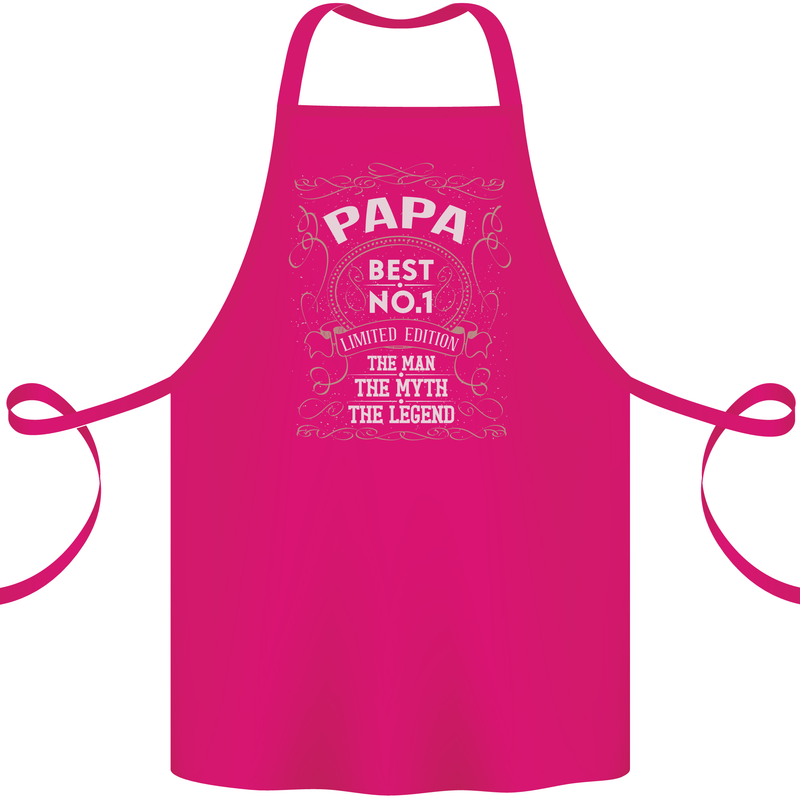 Father's Day No 1 Papa Man Myth Legend Cotton Apron 100% Organic Pink