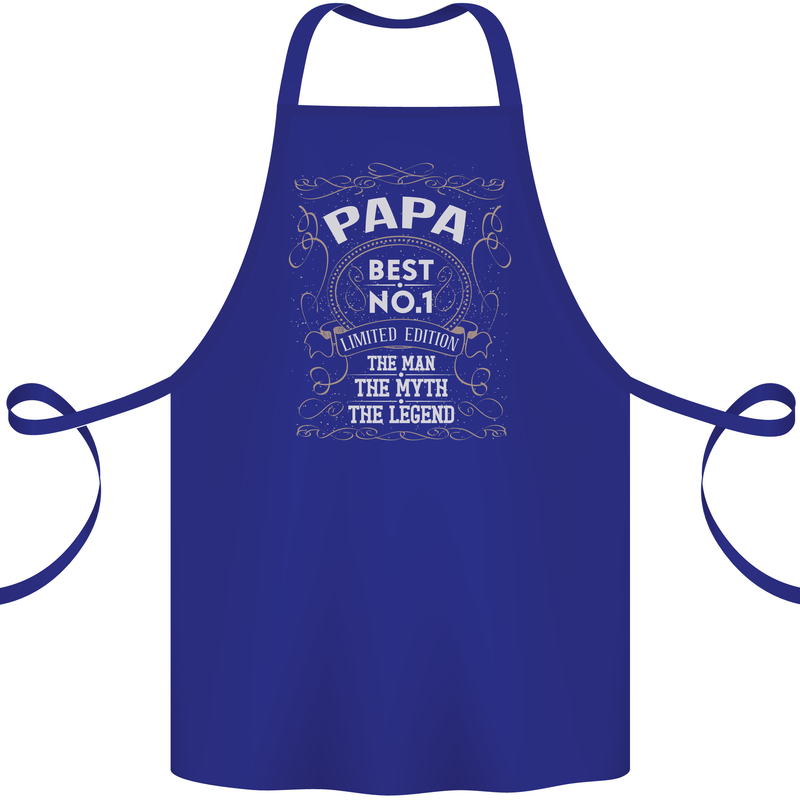 Father's Day No 1 Papa Man Myth Legend Cotton Apron 100% Organic Royal Blue