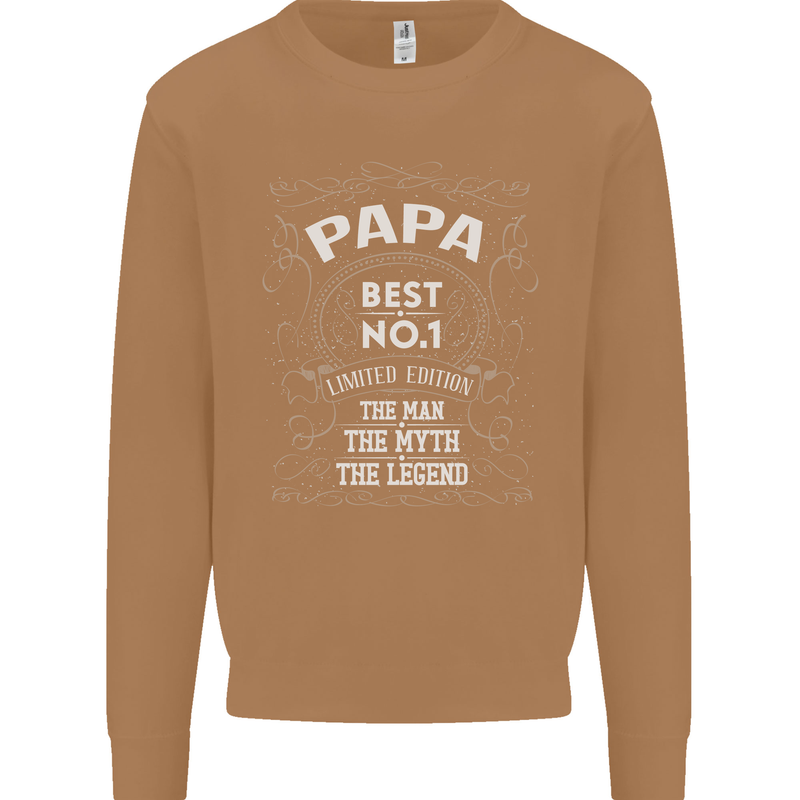 Father's Day No 1 Papa Man Myth Legend Mens Sweatshirt Jumper Caramel Latte