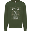 Father's Day No 1 Papa Man Myth Legend Mens Sweatshirt Jumper Forest Green