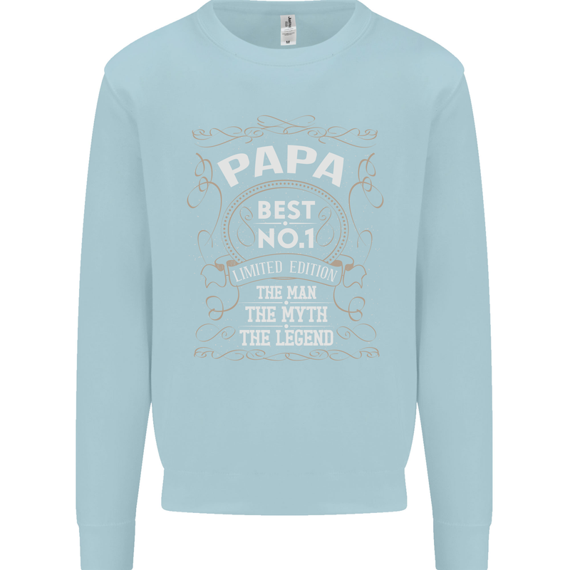 Father's Day No 1 Papa Man Myth Legend Mens Sweatshirt Jumper Light Blue