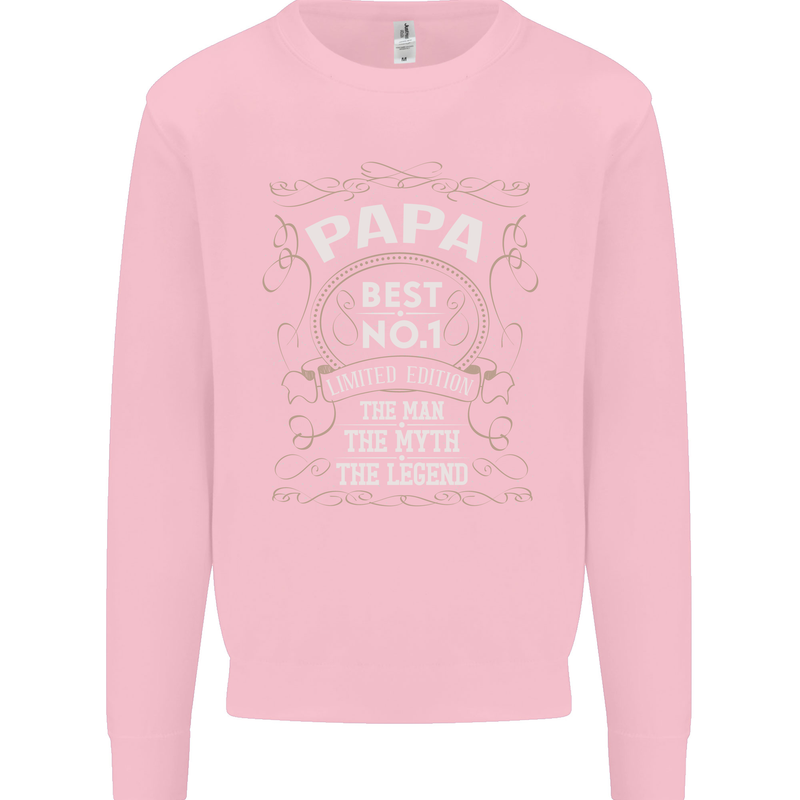 Father's Day No 1 Papa Man Myth Legend Mens Sweatshirt Jumper Light Pink