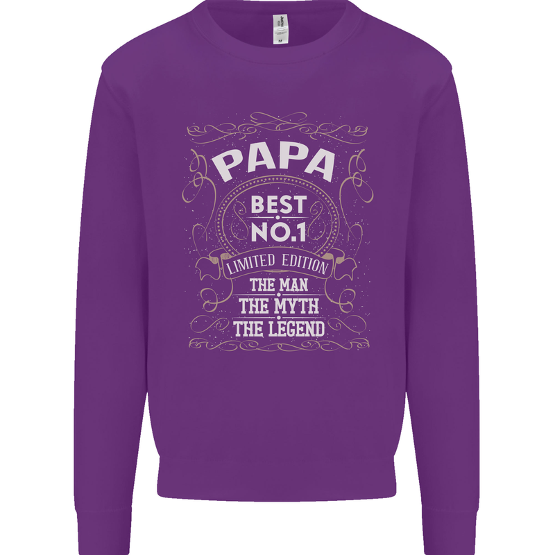 Father's Day No 1 Papa Man Myth Legend Mens Sweatshirt Jumper Purple