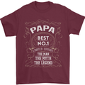 Father's Day No 1 Papa Man Myth Legend Mens T-Shirt Cotton Gildan Maroon