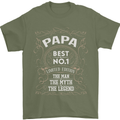 Father's Day No 1 Papa Man Myth Legend Mens T-Shirt Cotton Gildan Military Green