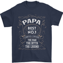 Father's Day No 1 Papa Man Myth Legend Mens T-Shirt Cotton Gildan Navy Blue