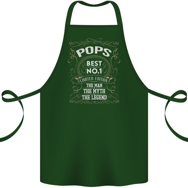 Father's Day No 1 Pops Man Myth Legend Cotton Apron 100% Organic Forest Green