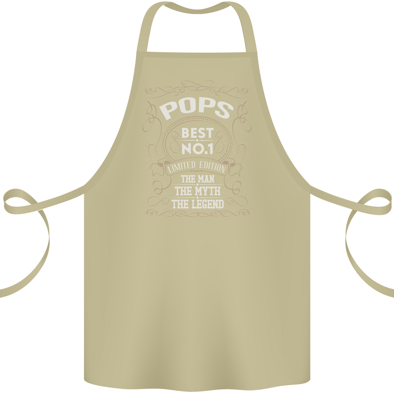 Father's Day No 1 Pops Man Myth Legend Cotton Apron 100% Organic Khaki