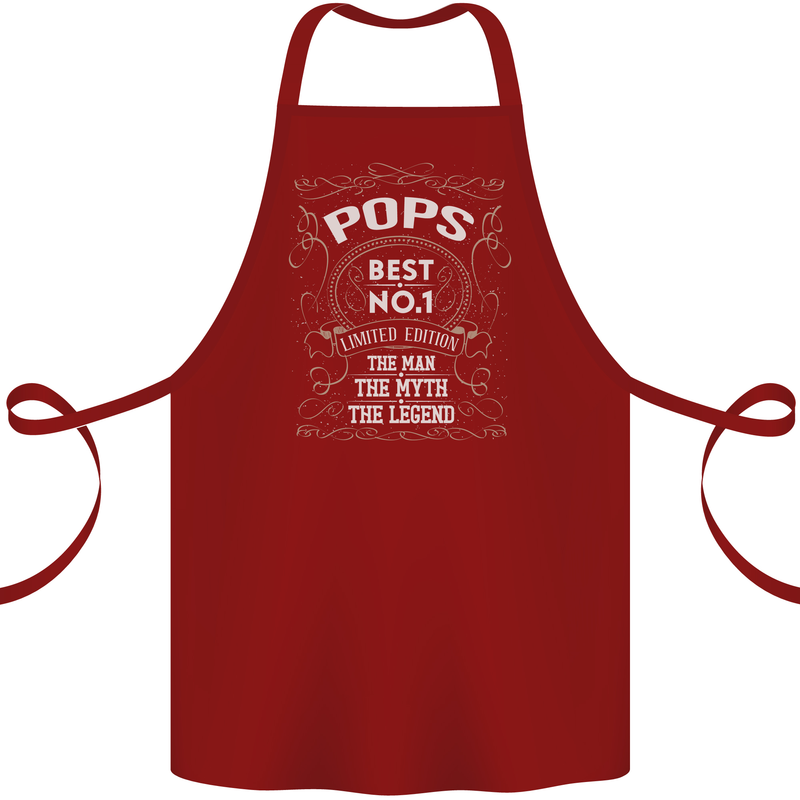 Father's Day No 1 Pops Man Myth Legend Cotton Apron 100% Organic Maroon