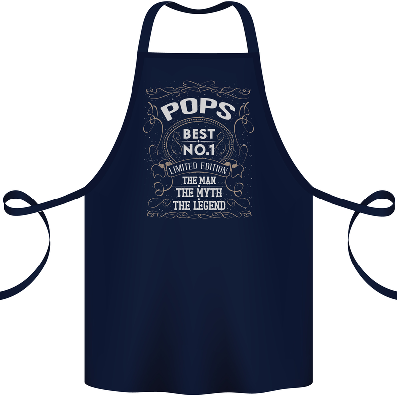 Father's Day No 1 Pops Man Myth Legend Cotton Apron 100% Organic Navy Blue